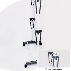 Varal de Chão 3 Andares Dobrável Regulável Preto com Rodinhas, Cabideiro e Sapateira IZEHOME PRO Varal de Chão 3 Andares Dobrável Regulável Preto com Rodinhas, Cabideiro e Sapateira IZEHOME PRO