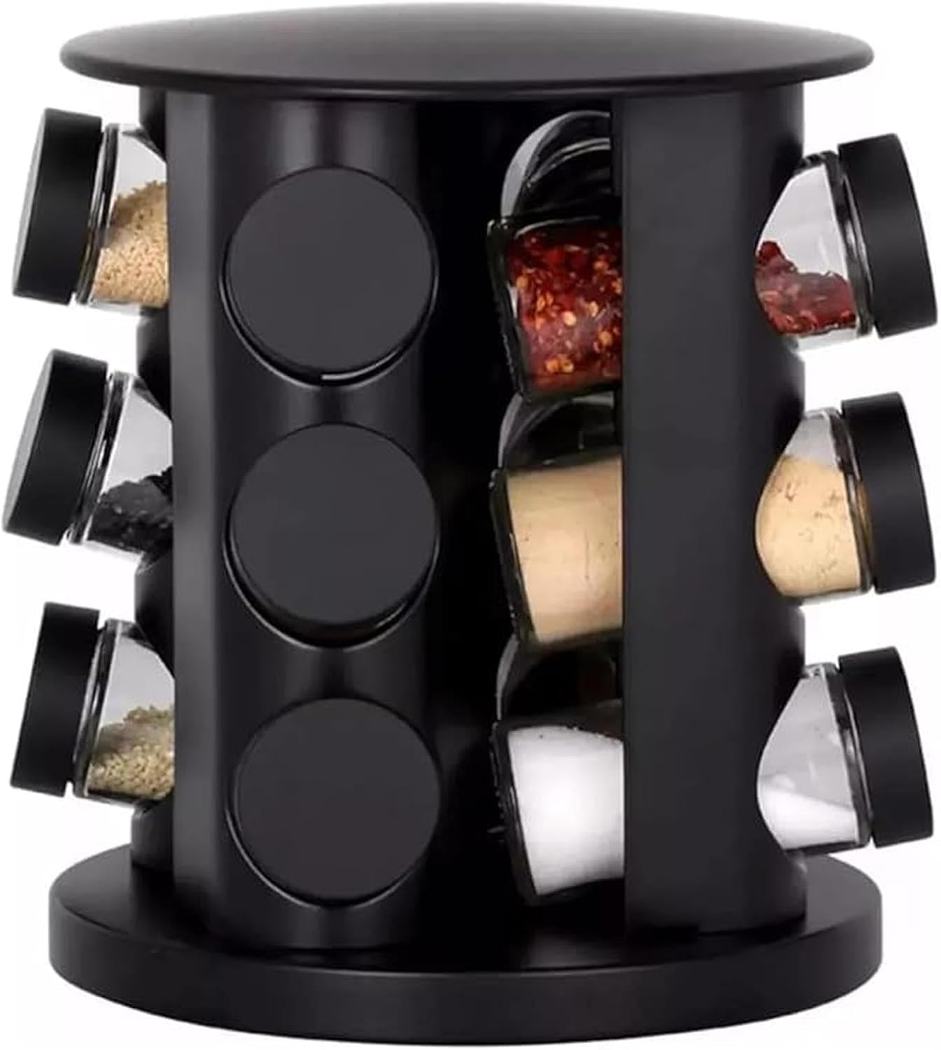 Porta Temperos Giratório 12 Potes Vidro Preto 360° Organizador Premium IZEFLAVOR PRO Porta Temperos Giratório 12 Potes Vidro Preto 360° Organizador Premium IZEFLAVOR PRO