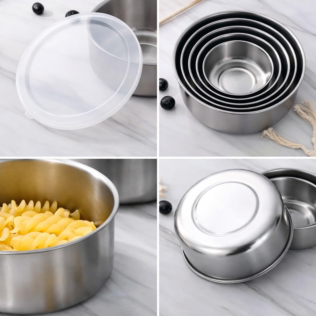 Kit 5 Tigelas Herméticas Aço Inox Redondas com Tampa Vedação Segura Organiza Fácil IZEHOLD PRO Kit 5 Tigelas Herméticas Aço Inox Redondas com Tampa Vedação Segura Organiza Fácil IZEHOLD PRO