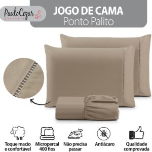Jogo de Cama Casal Percal 400 Fios Fendi 3 Peças Antiácaro Anti-Pilling Toque Macio IZECOMFORT PRO Jogo de Cama Casal Percal 400 Fios Fendi 3 Peças Antiácaro Anti-Pilling Toque Macio IZECOMFORT PRO