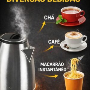 Chaleira Elétrica Inox 2L 220V Desligamento Automático Base 360° Aquecimento Rápido IZEBOIL PRO