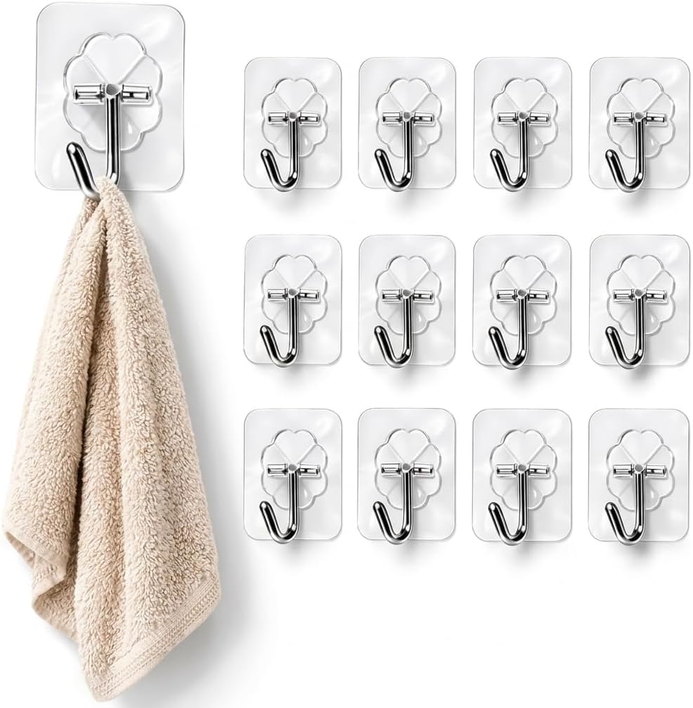 Kit 10 Ganchos Adesivos Transparentes 180° Forte Sem Furo Ultra Fixação IZEHOOK PRO IZESHOP Kit 10 ganchos adesivos transparentes IZEHOOK PRO para organizar ambientes sem furar a parede