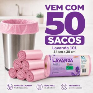 Saco de Lixo Perfumado Lavanda 10L 50 Unidades Plástico Anti-Odores IZEFRESH MAX Saco de Lixo Perfumado Lavanda 10L 50 Unidades Plástico Anti-Odores IZEFRESH MAX