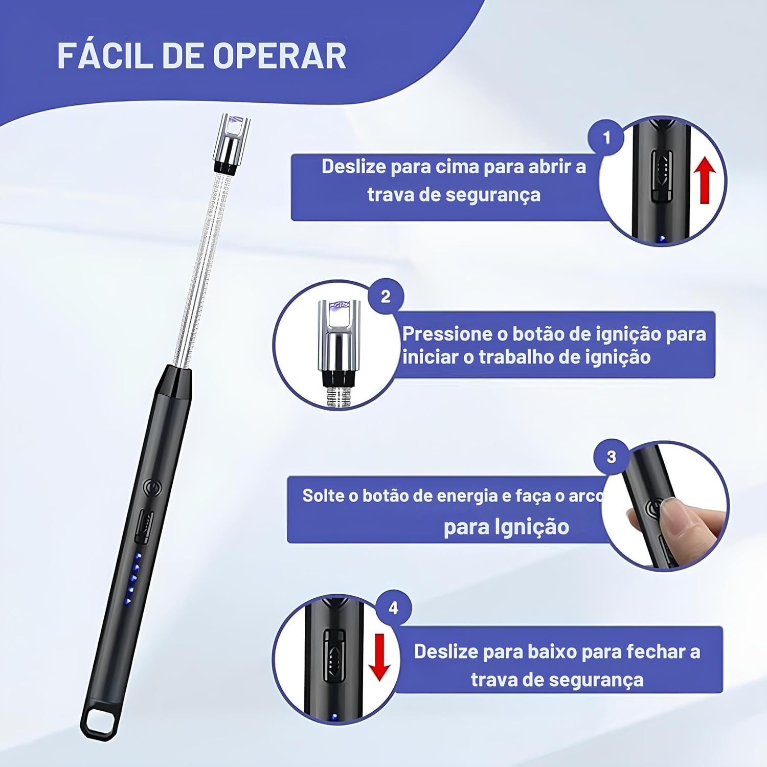 Isqueiro Elétrico Recarregável USB 360° Flexível Antivento Premium IZEFLAME PRO