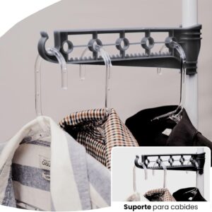 Varal de Chão 3 Andares Dobrável Regulável Preto com Rodinhas, Cabideiro e Sapateira IZEHOME PRO Varal de Chão 3 Andares Dobrável Regulável Preto com Rodinhas, Cabideiro e Sapateira IZEHOME PRO