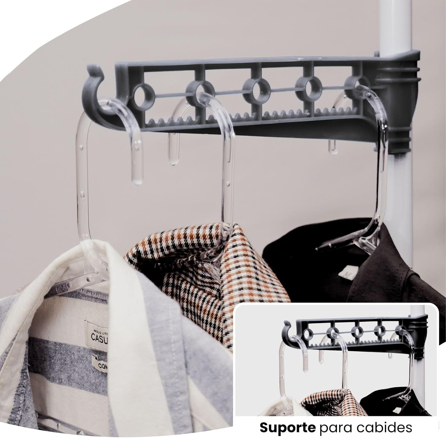 Varal de Chão 3 Andares Dobrável Regulável Preto com Rodinhas, Cabideiro e Sapateira IZEHOME PRO IZESHOP Varal de chão preto IZEHOME PRO com sapateira inferior e estrutura dobrável