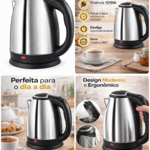 Chaleira Elétrica Inox 2L 220V Desligamento Automático Base 360° Aquecimento Rápido IZEBOIL PRO