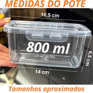 Kit 10 Potes Herméticos 800ml Transparente BPA Free Micro-ondas Freezer Retangular Empilhável IZELOCK PRO Kit 10 Potes Herméticos 800ml Transparente BPA Free Micro-ondas Freezer Retangular Empilhável IZELOCK PRO