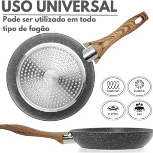 Frigideira Cerâmica 24cm 2,5L Antiaderente Fundo Indução Cabo Madeira Premium IZECOOK MAX Frigideira Cerâmica 24cm 2,5L Antiaderente Fundo Indução Cabo Madeira Premium IZECOOK MAX