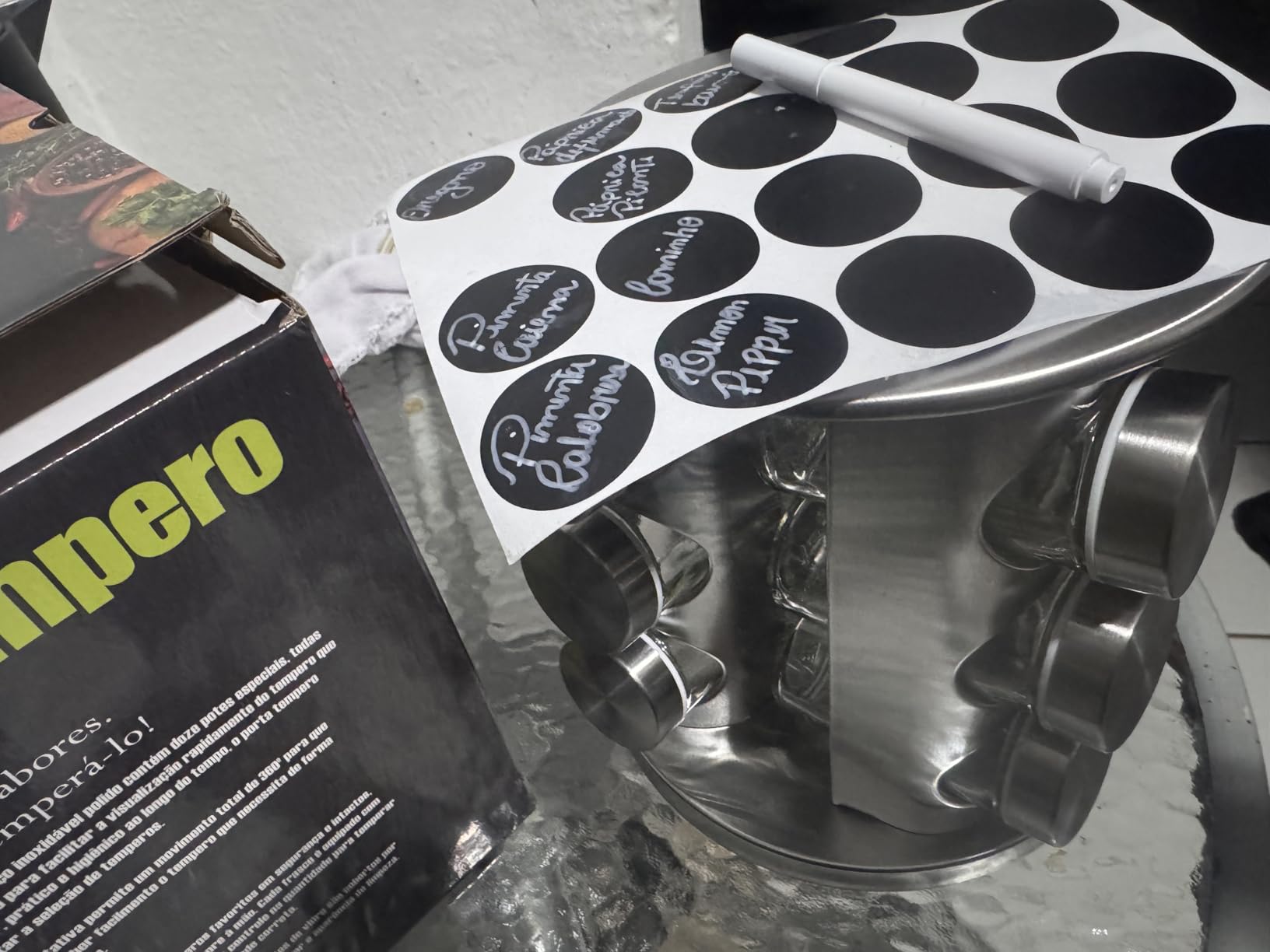 Porta Temperos Giratório 12 Potes Vidro Preto 360° Organizador Premium IZEFLAVOR PRO photo review