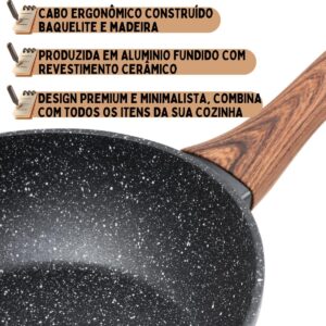 Frigideira Cerâmica 24cm 2,5L Antiaderente Fundo Indução Cabo Madeira Premium IZECOOK MAX Frigideira Cerâmica 24cm 2,5L Antiaderente Fundo Indução Cabo Madeira Premium IZECOOK MAX