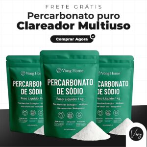 Percarbonato de Sódio 1kg Biodegradável Sem Cloro Tira-Manchas Multiuso Alto Branqueamento IZEPOWER PRO