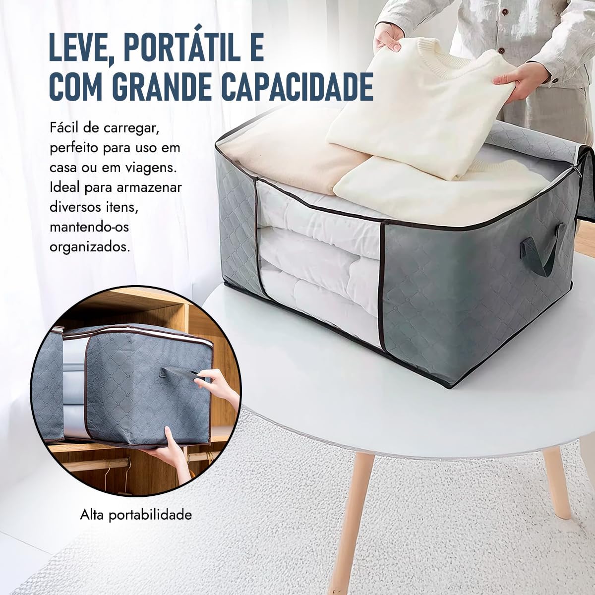 Kit 2 Sacos Organizadores TNT Impermeável Cinza 60x40x35cm Anti Mofo IZEBOX PRO