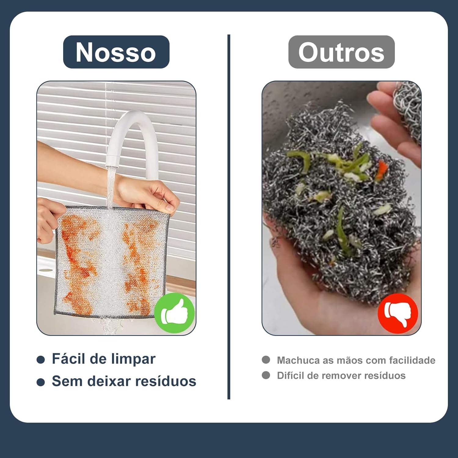 Kit 12 Panos de Limpeza Multiuso Malha de Aço Não Risca 20x20cm Reutilizável Sem Odor IZE SHINE