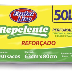 Embalixo Saco de Lixo Verde 50L Reforçado Perfumado Repelente 30 Unidades IZEGUARD PRO