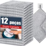 Kit 12 Panos de Limpeza Multiuso Malha de Aço Não Risca 20x20cm Reutilizável Sem Odor IZE SHINE