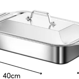 Assadeira de Inox com Tampa, Antiderrapante, Alta Temperatura, Premium IZEBAKE PRO Assadeira de Inox com Tampa, Antiderrapante, Alta Temperatura, Premium IZEBAKE PRO