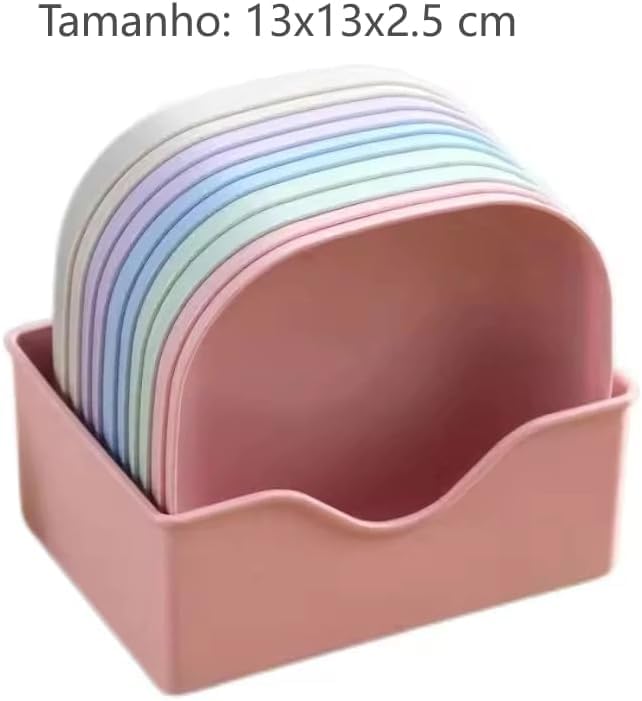 Kit 10 Pratos Plásticos Reutilizáveis Coloridos 13cm com Suporte Prático IZEPLATE PRO IZESHOP Pratos plásticos coloridos para entradas petiscos e porções individuais