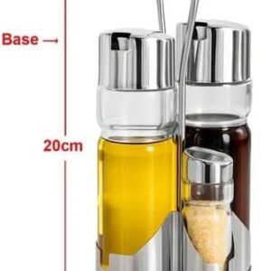 Galheteiro 5 Peças Vidro Transparente Tampa Inox Suporte Cromado Premium IZESHINE PRO Galheteiro 5 Peças Vidro Transparente Tampa Inox Suporte Cromado Premium IZESHINE PRO
