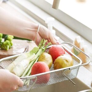 Escorredor Retrátil Multiuso Ajustável Inox BPA Free Secagem Rápida Economia de Espaço IZEFLOW PRO