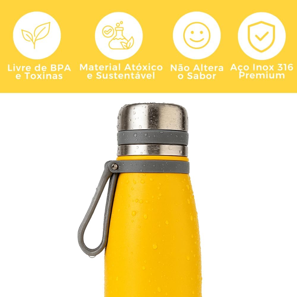Garrafa Térmica 1L Inox 304 Tampa Rosca Alça Emborrachada Premium IZEKEEP MAX