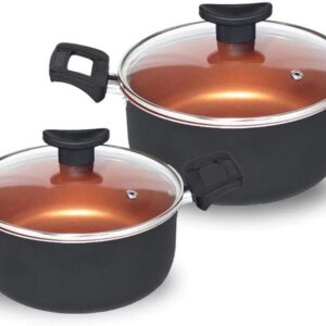 Jogo de Panela 9 Peças Antiaderente Teflon Cobre com Tampa de Vidro Premium IZECHEF PRO Jogo de Panela 9 Peças Antiaderente Teflon Cobre com Tampa de Vidro Premium IZECHEF PRO