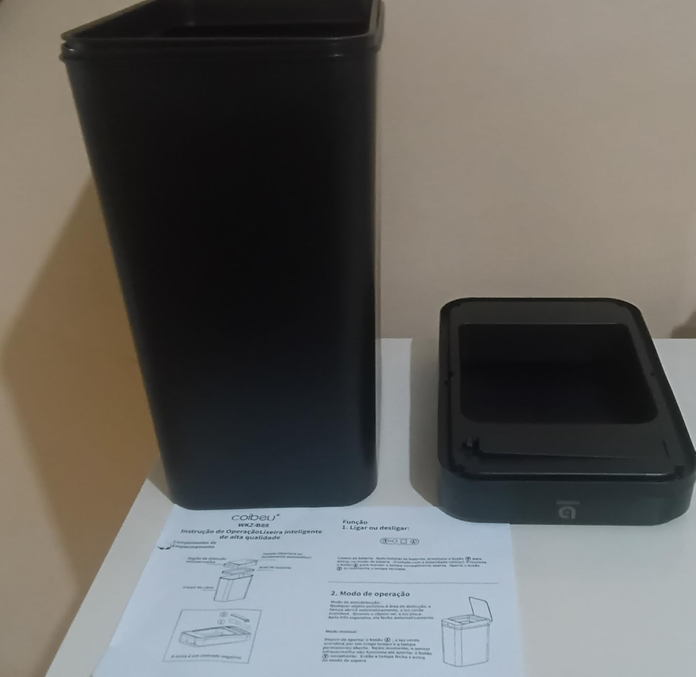 Lixeira Inteligente 12L Sensor Automático Infravermelho Branca Slim Silenciosa IZEHYGEN PRO photo review