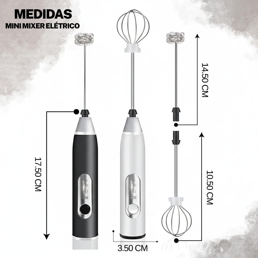 Mini Mixer Elétrico USB Recarregável 3 Velocidades Duplo Batedor Portátil Premium IZEFOAM PRO