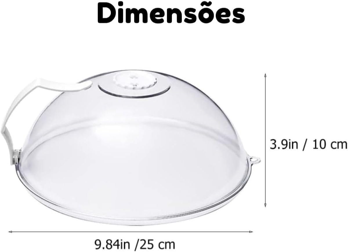 Tampa Micro-ondas Anti-respingo Transparente 30cm Com Alça Premium IZEHEAT PRO
