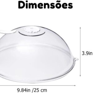 Tampa para Micro-ondas Transparente 30cm Plástico Resistente Alça Ergonômica Anti Respingo IZEHEAT PRO