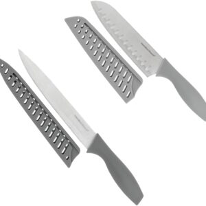 Jogo de 5 Facas Inox Premium 3 em 1 com Afiador e Protetor de Lâmina IZESHARP PRO