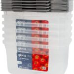 Kit 6 Potes Retangulares 2,2L Transparentes com Travas Cinza BPA Free Freezer Micro-ondas IZELOCK PRO