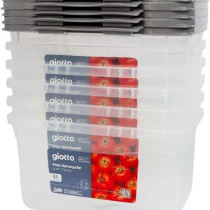 Kit 6 Potes Retangulares 2,2L Transparentes com Travas Cinza BPA Free Freezer Micro-ondas IZELOCK PRO