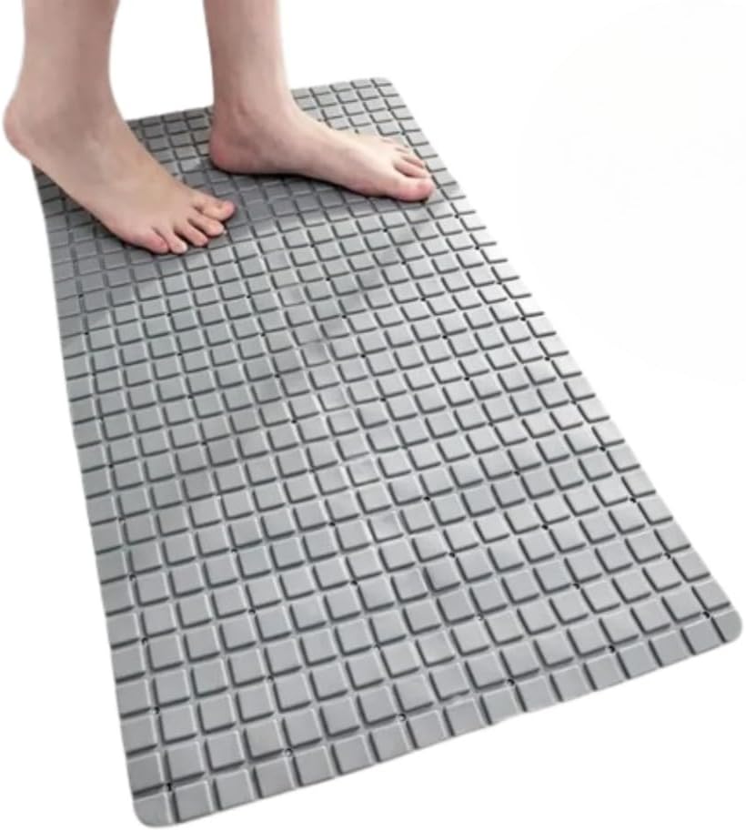 Tapete de Banheiro Antiderrapante para Box Branco 38,5x69cm Ventosas Fortes Secagem Rápida IZEGRIP MAX IZESHOP Tapete de chuveiro antiderrapante com ventosas fortes e base de alta aderência