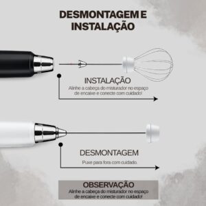 Mini Mixer Elétrico USB Recarregável 3 Velocidades Duplo Batedor Portátil Premium IZEFOAM PRO