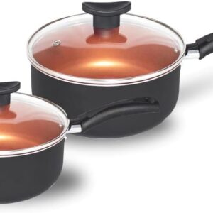 Jogo de Panela 9 Peças Antiaderente Teflon Cobre com Tampa de Vidro Premium IZECHEF PRO Jogo de Panela 9 Peças Antiaderente Teflon Cobre com Tampa de Vidro Premium IZECHEF PRO