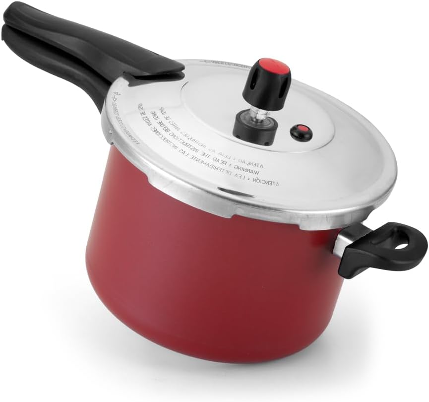 Panela de Pressão Fechamento Externo Alumínio Laminado 4,5L Vermelha Turbo IZEPRESS PRO IZESHOP Panela de pressão IZEPRESS PRO vermelha 4,5L em alumínio laminado para preparo rápido de receitas