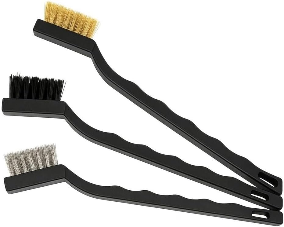 Kit 3 Escovas de Limpeza Pesada Aço Latão Nylon Cabo Ergonômico Premium IZEBRUSH PRO
