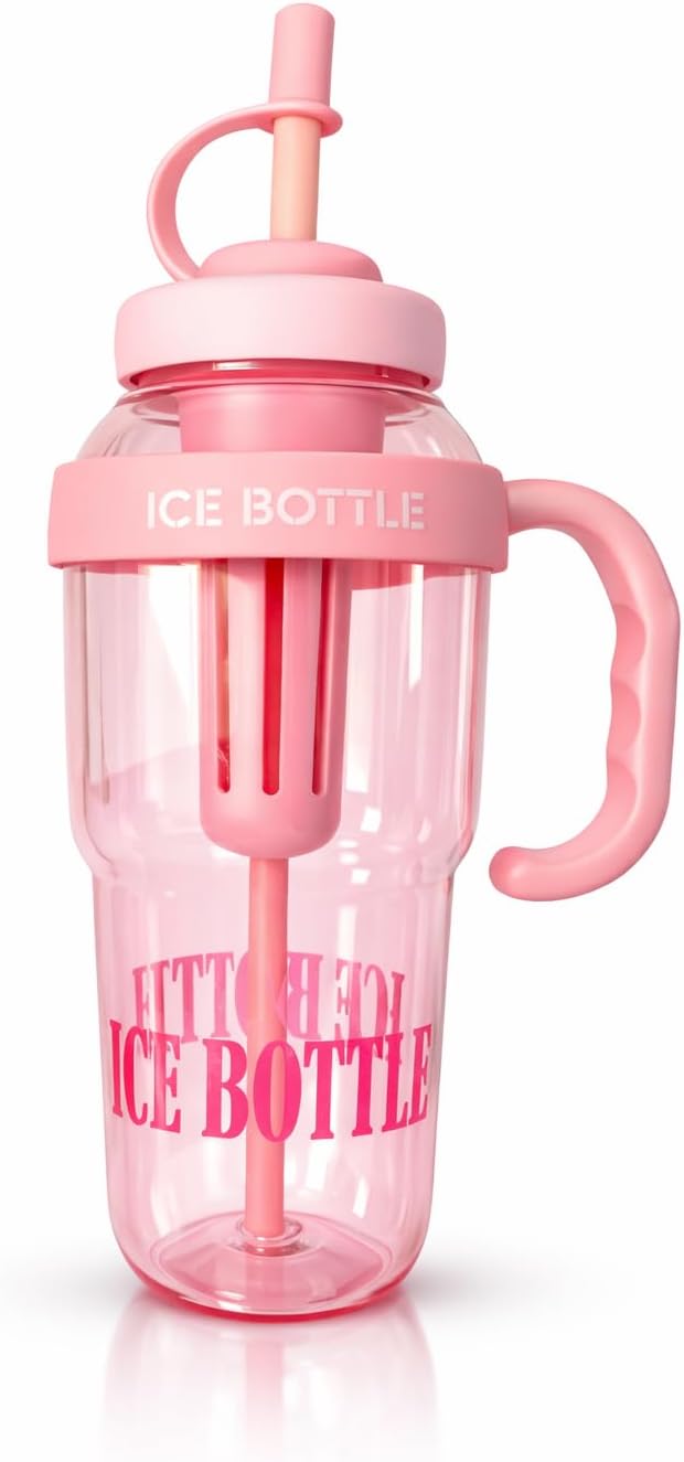Garrafa Esportiva 1,3L com Canudo Polipropileno BPA Free Tampa Antivazamento Rosa Bebê IZEHYDRA PRO