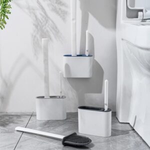 Escova Sanitária de Silicone 2 em 1 com Suporte Adesivo Branco/Preto Compacta Premium IZEWALL PRO Escova Sanitária de Silicone 2 em 1 com Suporte Adesivo Branco/Preto Compacta Premium IZEWALL PRO