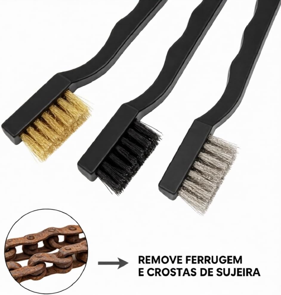 Kit 3 Escovas de Limpeza Pesada Aço Latão Nylon Cabo Ergonômico Premium IZEBRUSH PRO