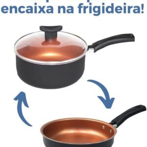 Jogo de Panela 9 Peças Antiaderente Teflon Cobre com Tampa de Vidro Premium IZECHEF PRO Jogo de Panela 9 Peças Antiaderente Teflon Cobre com Tampa de Vidro Premium IZECHEF PRO