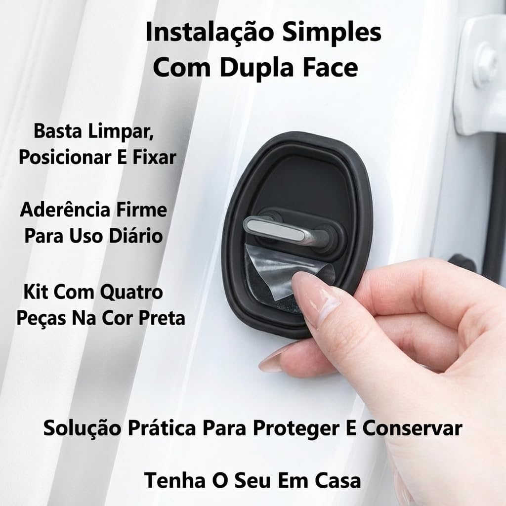 Kit 4 Protetores de Fechadura Porta Carro Borracha Anti Impacto Anti Ruído Universal IZELOCK PRO