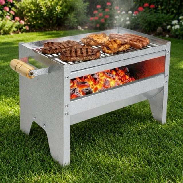 Churrasqueira Portátil Compacta Galvanizada Aço Inox Grelha Regulável Alta Durabilidade IZEBBQ PRO