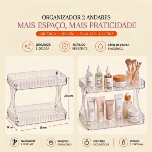 Organizador Diamante 2 Andares Acrílico Transparente Premium Multiuso IZEGLAM PRO