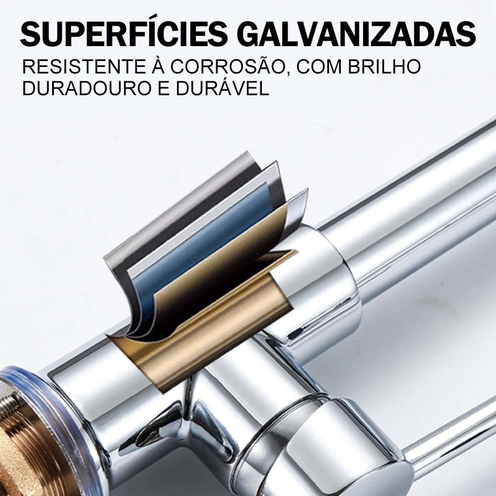 Torneira Gourmet Cozinha Monocomando Cromada Metal Alta Pressão Com Spray Extensor IZEFLOW PRO