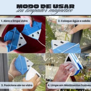 Limpador Magnético de Vidros Dupla Face Branco e Azul 11cm com Corda Premium IZEGLASS PRO Limpador Magnético de Vidros Dupla Face Branco e Azul 11cm com Corda Premium IZEGLASS PRO