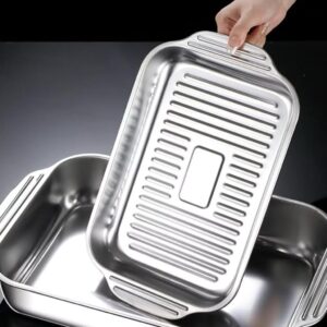 Assadeira de Inox com Tampa, Antiderrapante, Alta Temperatura, Premium IZEBAKE PRO Assadeira de Inox com Tampa, Antiderrapante, Alta Temperatura, Premium IZEBAKE PRO