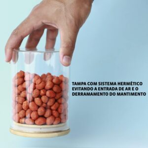 Kit 6 Potes de Vidro 200ml Herméticos Tampa de Bambu Borossilicato Organizador Premium IZESTORE PRO