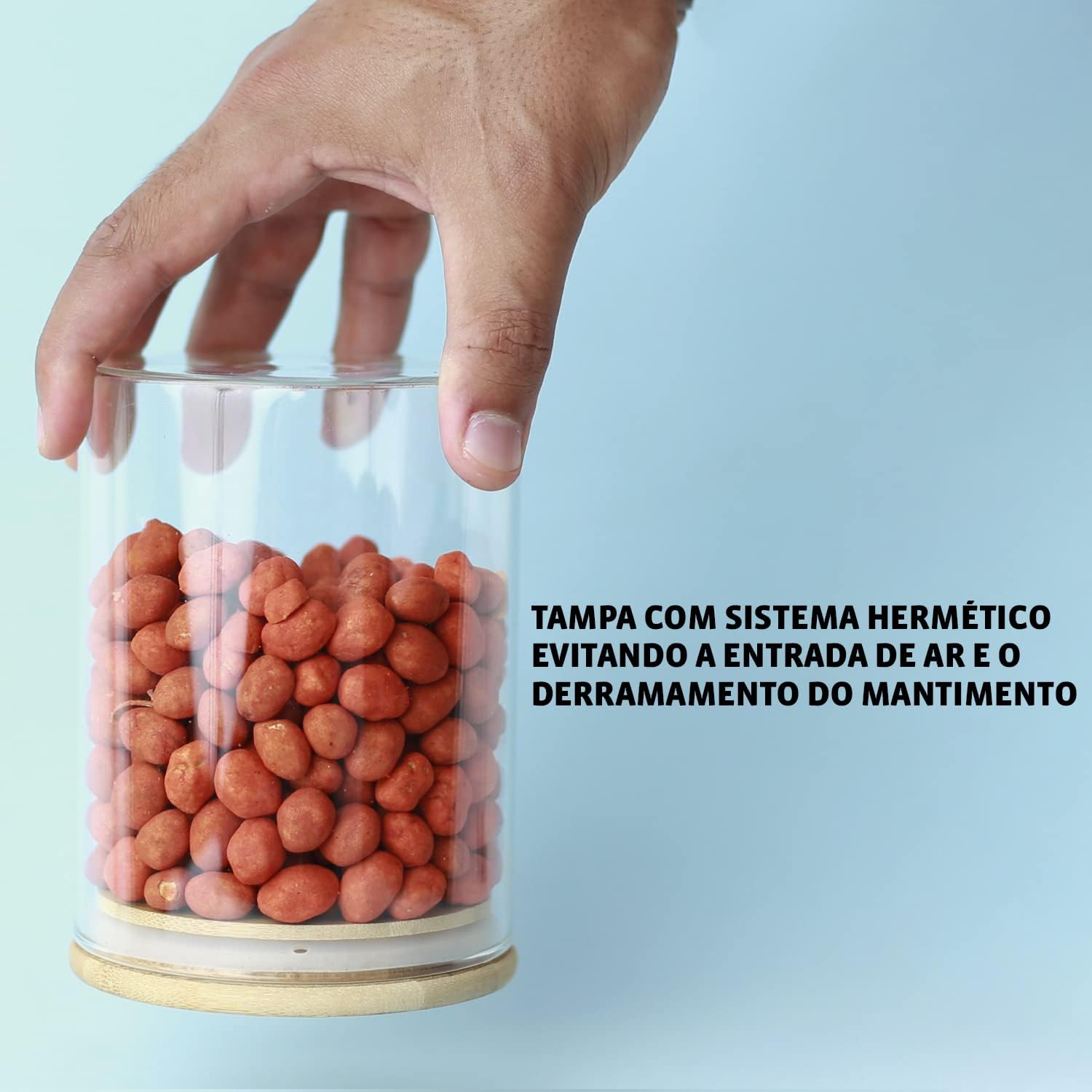Kit 6 Potes de Vidro 200ml Herméticos Tampa de Bambu Borossilicato Organizador Premium IZESTORE PRO
